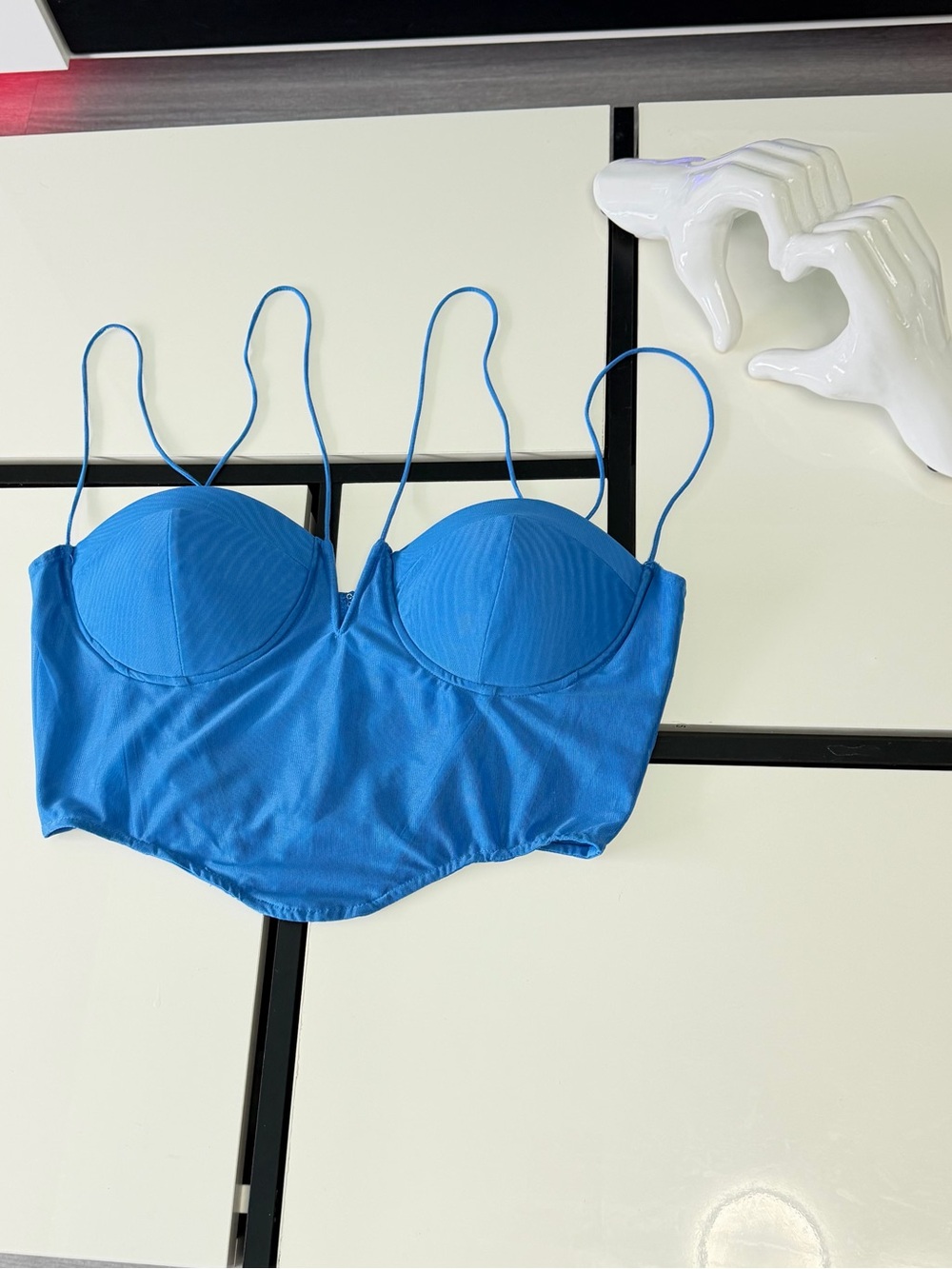 💙 Fashion Nova Royal Blue Corset Bustier Crop Top - Size L